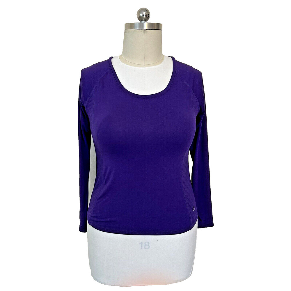 VOGO - Purple Front Seamed Vented Athletic Stretch Long Sleeve Tee Shirt L
